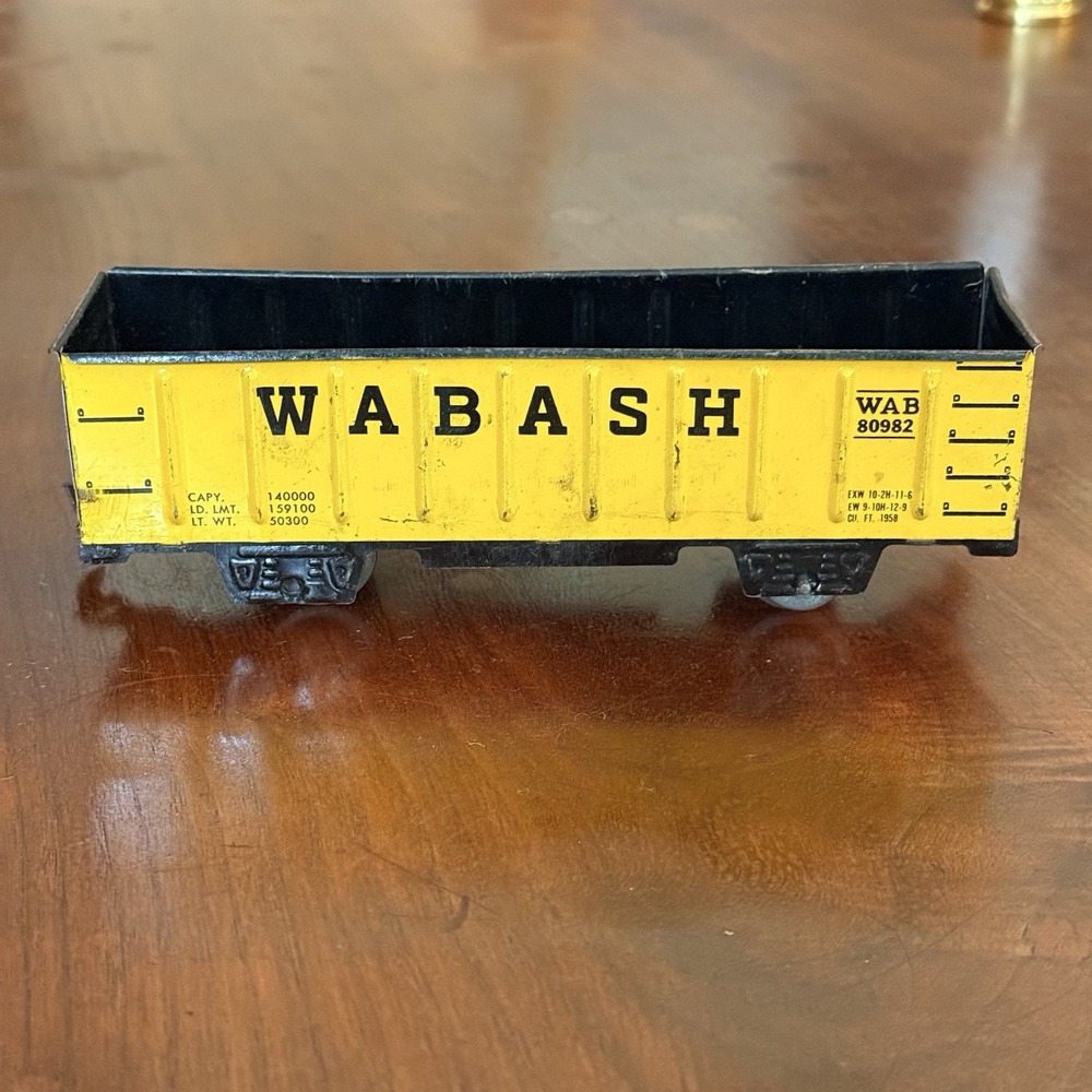 Vintage Marx O Gauge Tin Litho Wabash WAB 80982 Yellow Gondola Train Car
